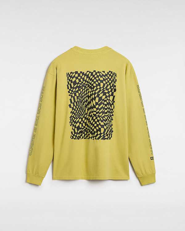 Yellow Men Vans MTE Warp Check Long Sleeve T Shirts NZ | VN0231846